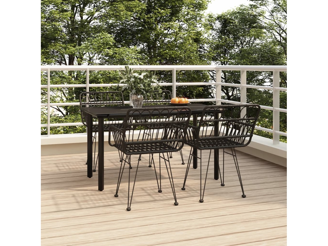 Juego de comedor de jardín de 5 piezas DKD Home Decor en mimbre negro