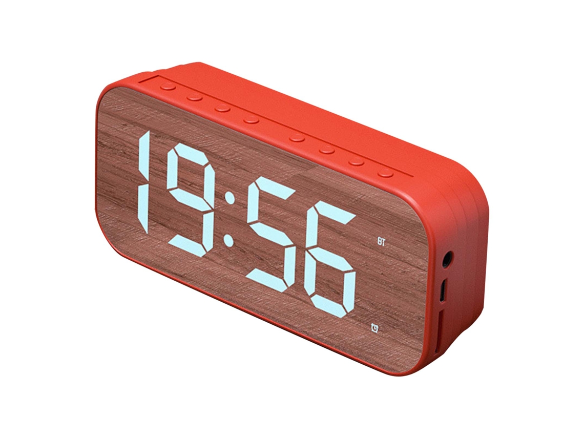 Reloj despertador 2026 con altavoz Bluetooth, reloj de escritorio digital negro
