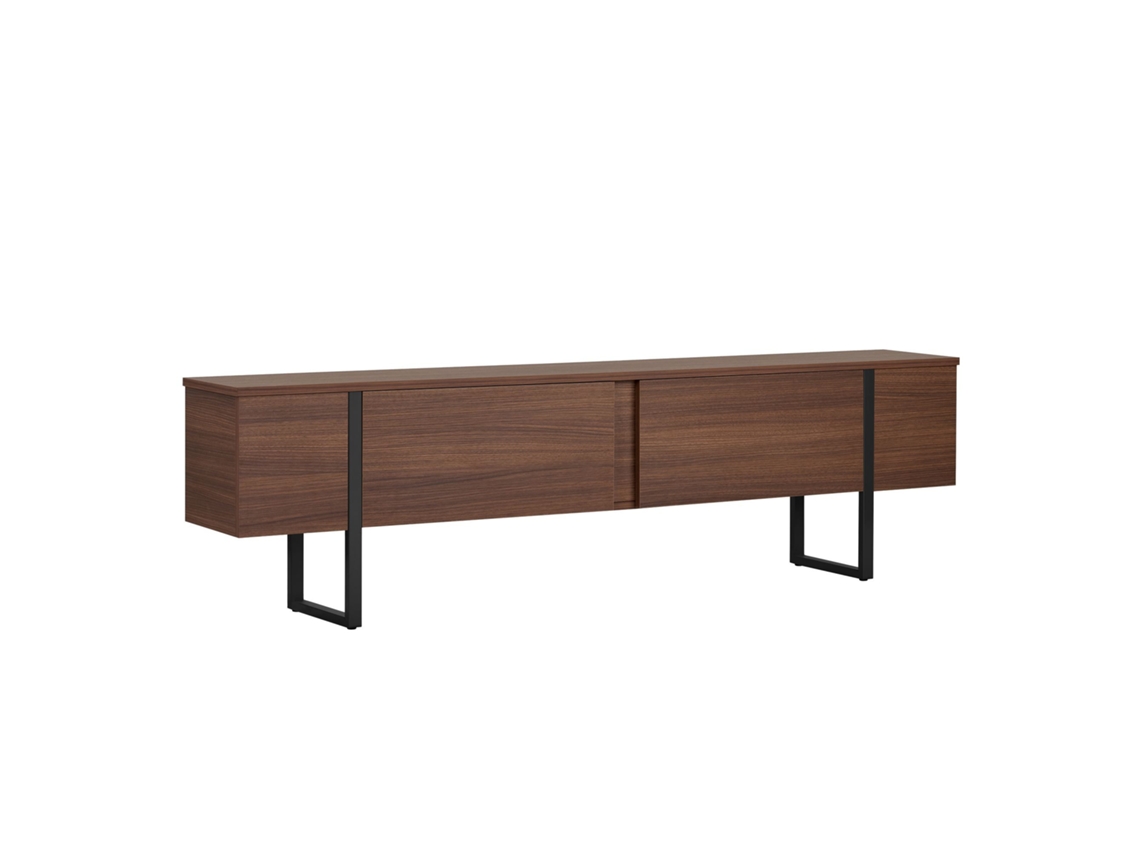Soporte De Tv De Madera "onera" - 180 X 30 X 50 Cm - Nogal / Negro