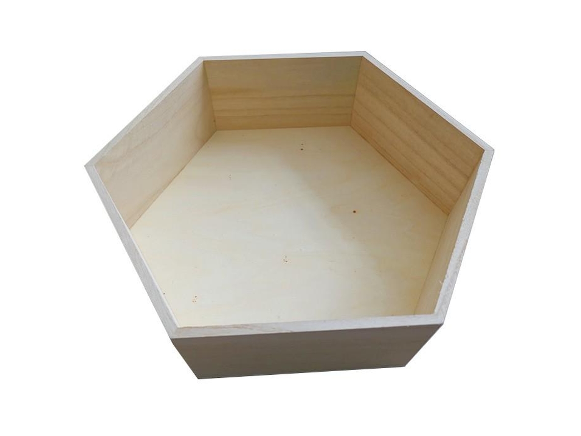 Estante de madera hexagonal de 39 x 34 x 10 cm