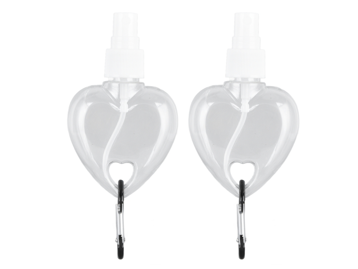 2026-2 Piezas Botellas Portátiles De 50ml Con Llavero Plástico Transparente Estanco Recargable Para Jabón Líquido Corazón