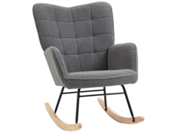 Mecedora Retro, Madera Maciza, 71x98x101cm, Gris Oscuro