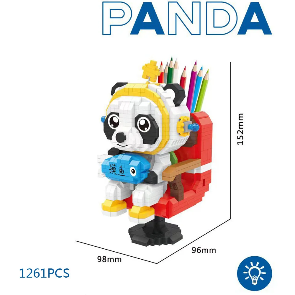 Bloques De Construcción En Miniatura (silla), Portalápices Con Forma De Astronauta Panda, Bloques De Montaje, Juguetes Educativos