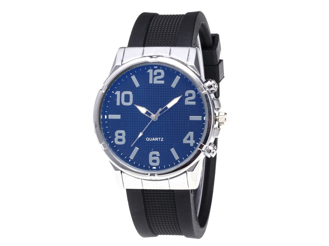 Reloj De Cuarzo Con Correa De Silicona Unisex Dial Redondo Numeral Zhoulianfa (plata Azul)