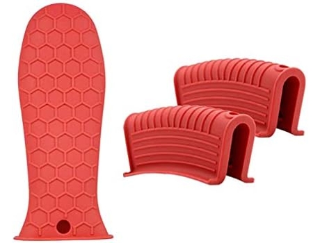 soporte de silicona para mango caliente, cubierta antideslizante para soportes de ollas, cubiertas para asas de sartenes de hierro fundido, rojo, g...