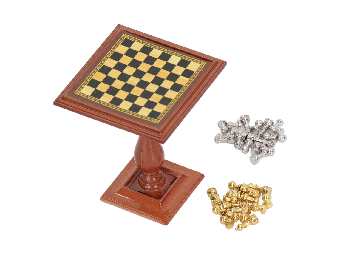Juego De Ajedrez Magnético En Miniatura Para Casa De Muñecas A Escala 1/12 Y 1/6, Con Pata De Mesa.