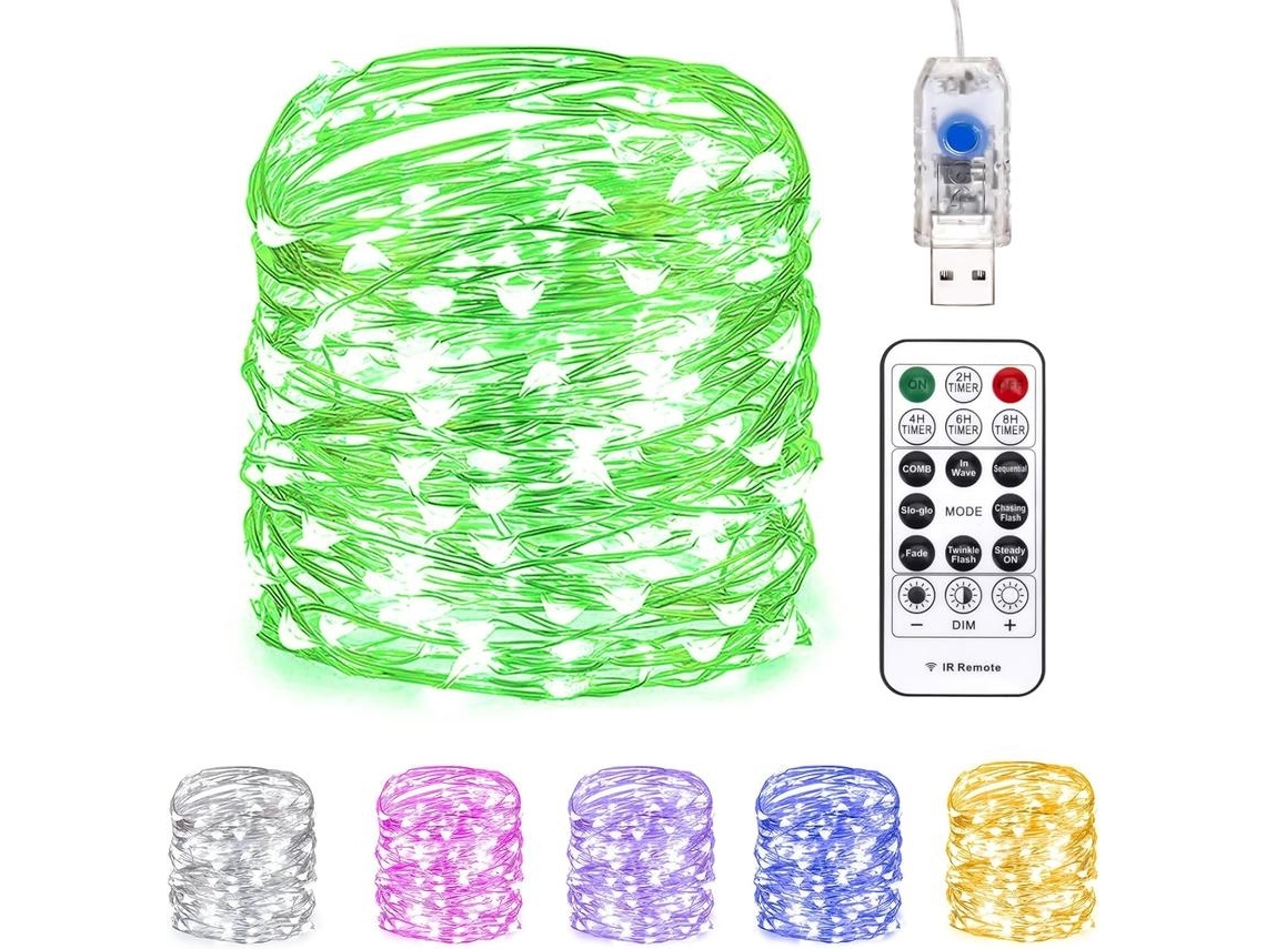20m 200led Usb Luces De Hada Con Control Remoto 8 Modos Al Aire Libre Impermeable Diy Decoración De Navidad Gusshious Verde