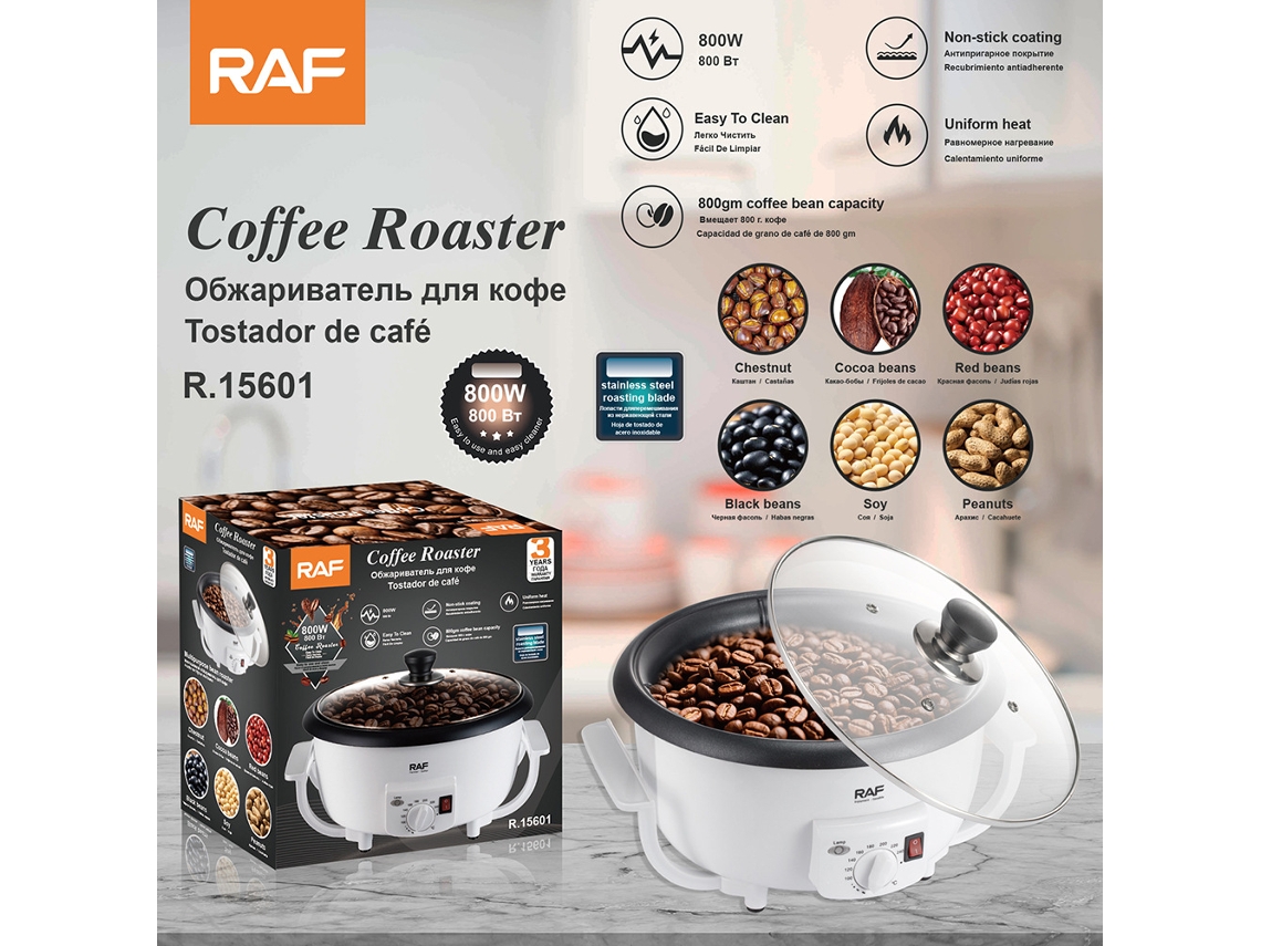 Tostadora de café doméstica, estándar europeo - Tostadora de granos de café - Sartén eléctrica para alimentos - Sartén para saltear cacahuetes