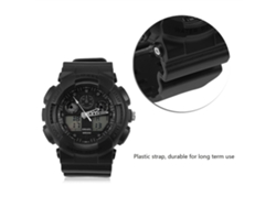 Reloj deportivo Smael, analógico y digital, doble pantalla LED, correa de plástico gris oscuro.