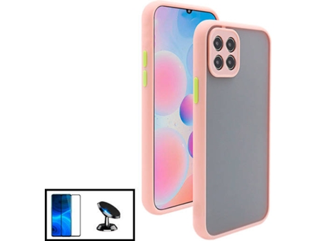 Kit Funda Antichoque, Película 5D Full Cover y Soporte Magnético de Coche Samsung Galaxy A22 5G PHONECARE Rosa