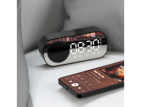 HURRISE Altavoz Despertador Espejo Multifuncional Reloj Digital Inteligente para Hogar Escuela Oficina Versión en Inglés Z7