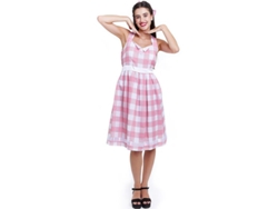 Disfraz de Muñeca a cuadros rosa y blanco para mujer