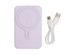 Carregador Portátil Sem Fio 10000mah Bateria Magnética Com Display Led Para Iphone 14 13 12 Roxo Claro