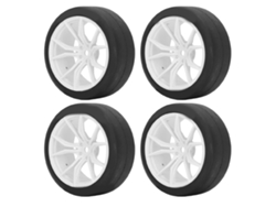 Mali 4pcs Pneus de Carro Rc com Amortecimento Forte Compatível com Tamiya Tt01 Tt02 Hsp 94123 1/10 Branco
