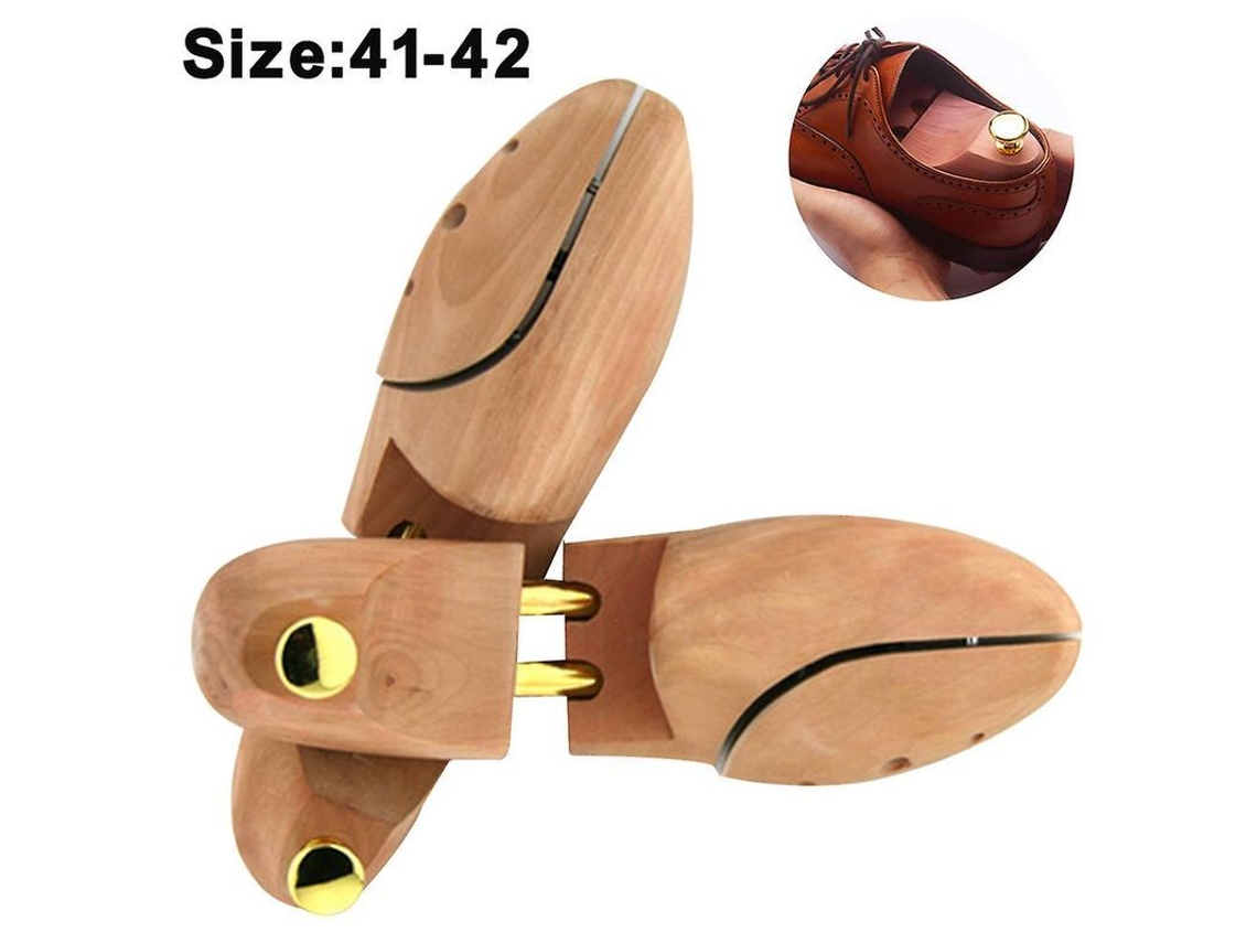 Zapatero De Madera De Loto, Antiarrugas, Con Resorte Ajustable Para Tallas 37-42 (1 Par)