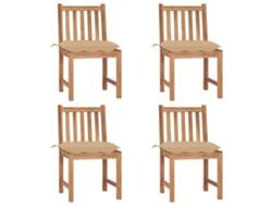 Sillas de jardín DKD Home Decor de 4 piezas con cojines, madera maciza de teca