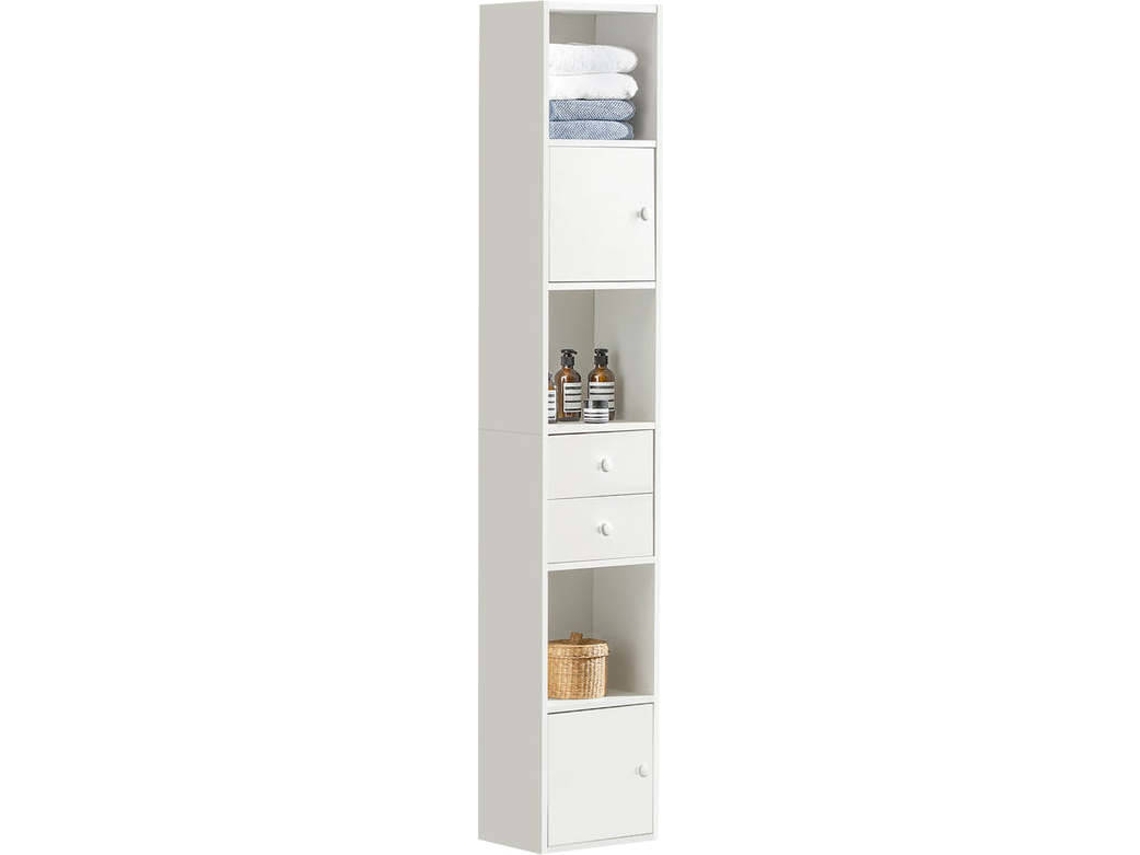 Mueble Columna de Baño con 2 Puertas y 2 Cajones SOBUY (Blanco - 33x24x188 cm)