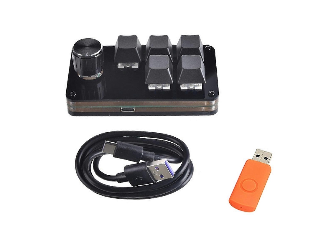 Mini teclado mecánico para juegos con 5 teclas y 1 botón, programable, intercambiable en caliente, personalizable, con macros, negro Everley891