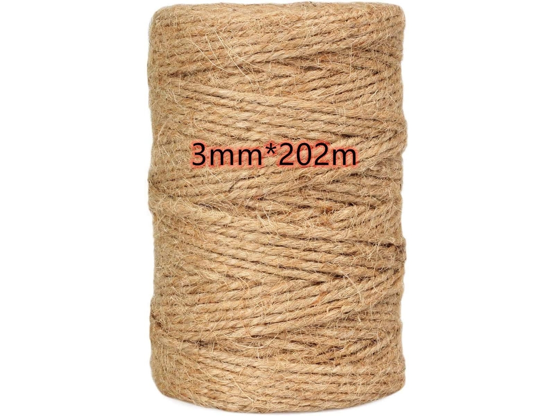 Hilo de yute natural para manualidades. Fibras naturales de alta calidad que aportan un toque rústico a tu decoración. Longitud garantizada de 202 m.