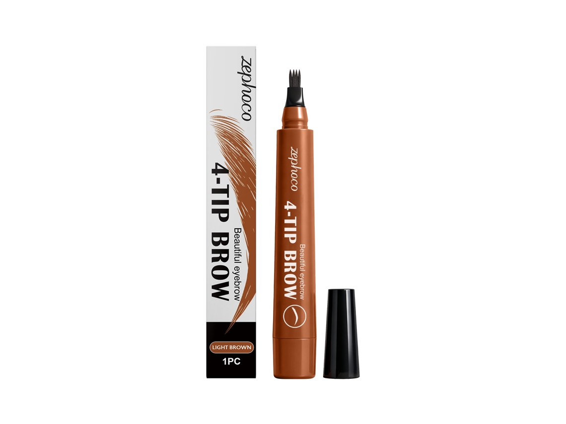 Lápiz de cejas resistente al agua, marrón claro, 4 puntas