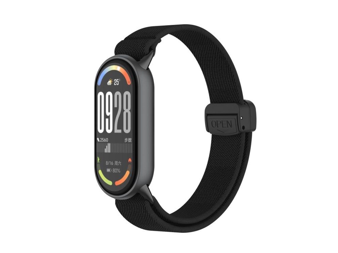 Pulsera para Xiaomi Smart Band 10/9/8 - Nailon elástico - Cabezal metálico - Hebilla magnética de plástico