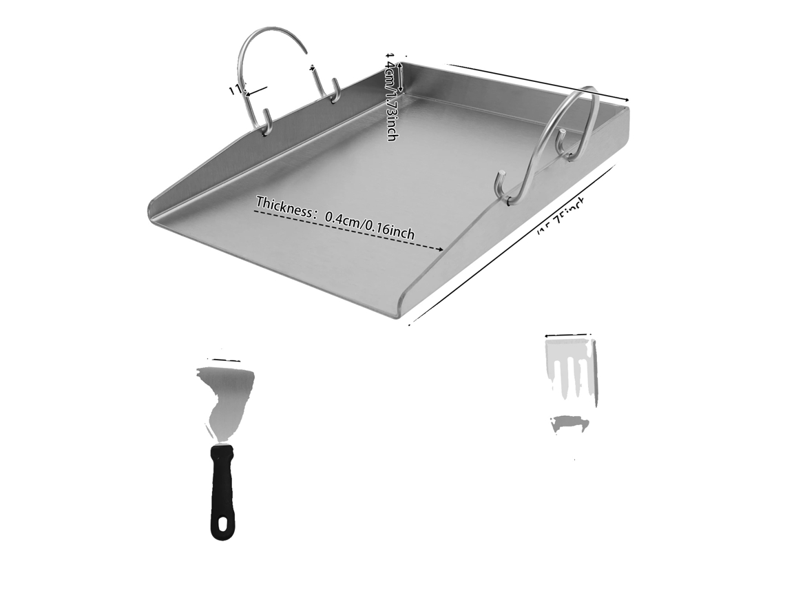 Plancha de asar, acero inoxidable, perillas extraíbles, color plata (OEM)