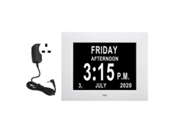 Reloj Digital De 7 Pulgadas Con Calendario Y Alarma Automática Para Personas Mayores, Color Blanco, Enchufe Británico 110-240v.