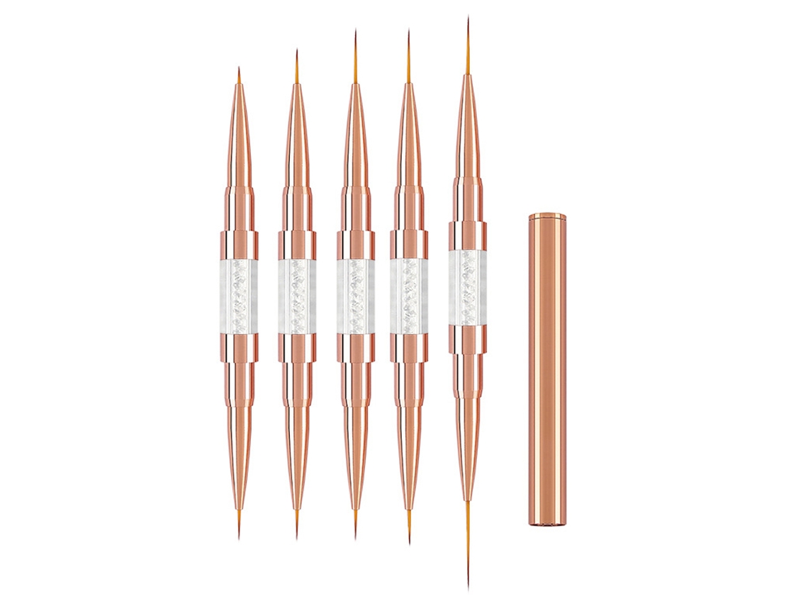 5 pinceles para decoración de uñas con mango de metal de 5/7/9/12/15/20 mm