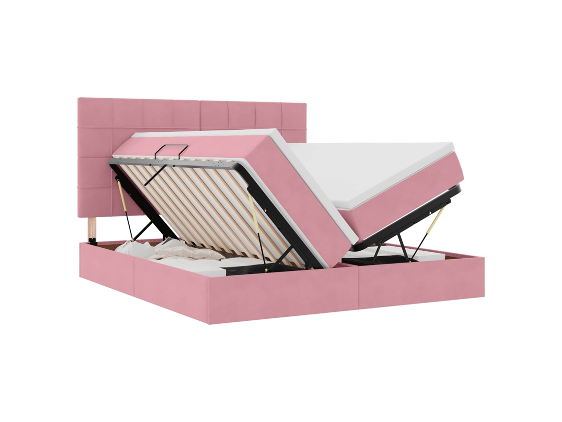 Maison Exclusive - Cama De Almacenamiento Led Con Colchón Rosa 180 X 200 Cm