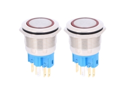 2 pulsadores de reinicio rojos de 22 mm y 6 pines, CC 12-24 V, IP65, accesorios