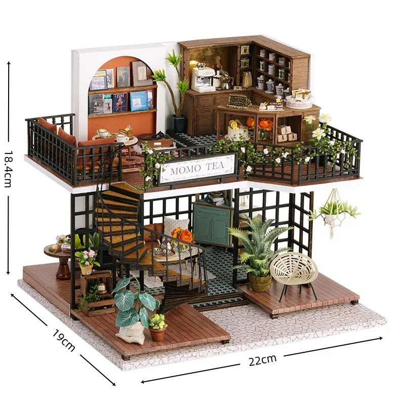 Casa De Muñecas En Miniatura Con Rompecabezas 3d De Madera Para Armar, Ideal Para El Té De La Jungla.