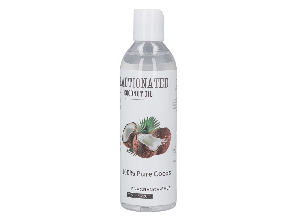 Aceite de coco 220 ml para piel y cabello, nutritivo y ligero, aceite líquido para masajes en casa.