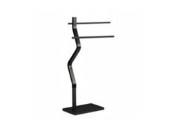 Relaxdays Toallero De Pie Con 2 Barras, Diseño En Zigzag, 85 X 43,5 X 20 Cm, Soporte Toallas Baño, Acero Y Mdf, Negro