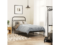 Estructura Cama Sin Colchón Con Cabecero Metal Negro 90x190 Cm
