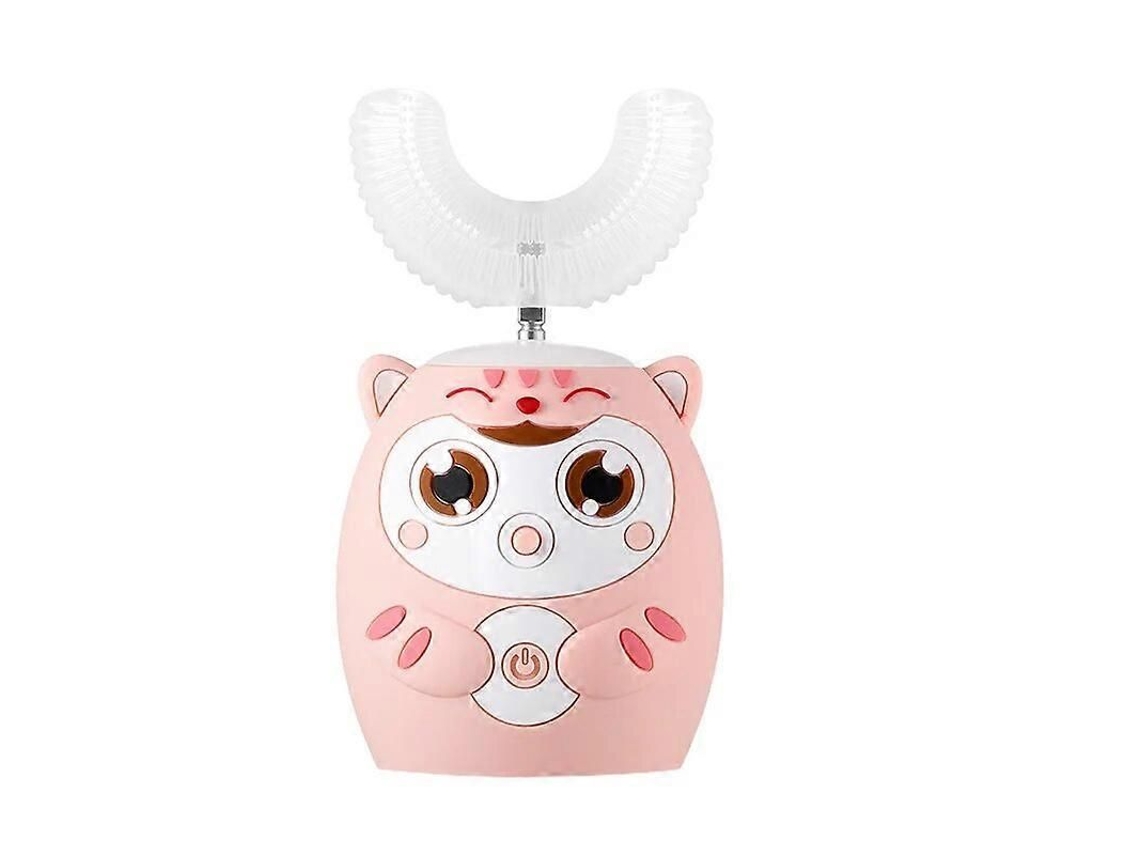 Cepillo de dientes eléctrico sónico automático GOKOCO para niños, con forma de U, punta de silicona y diseño de dientes de dibujos animados.