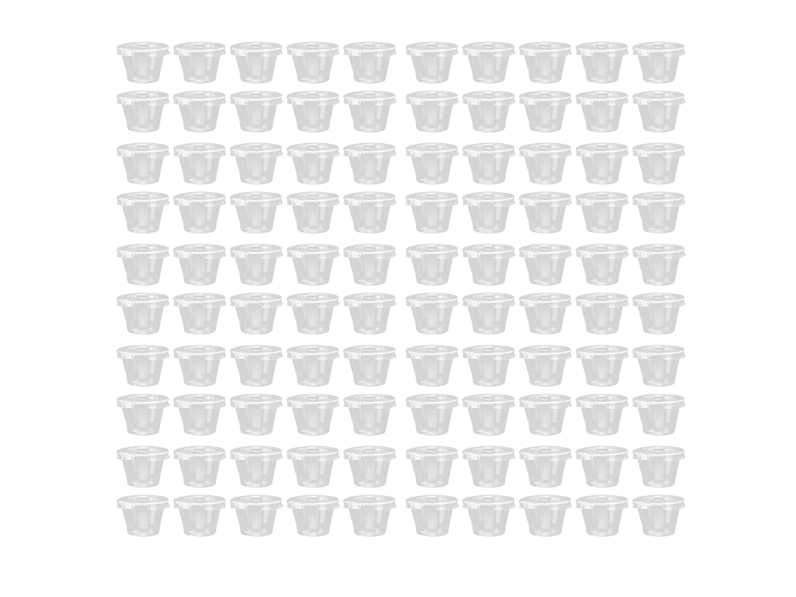 100 Juegos De Vasos De Plástico Para Porciones Con Tapas Transparentes, Recipientes Desechables Para Condimentos, 28 G (1 Oz)