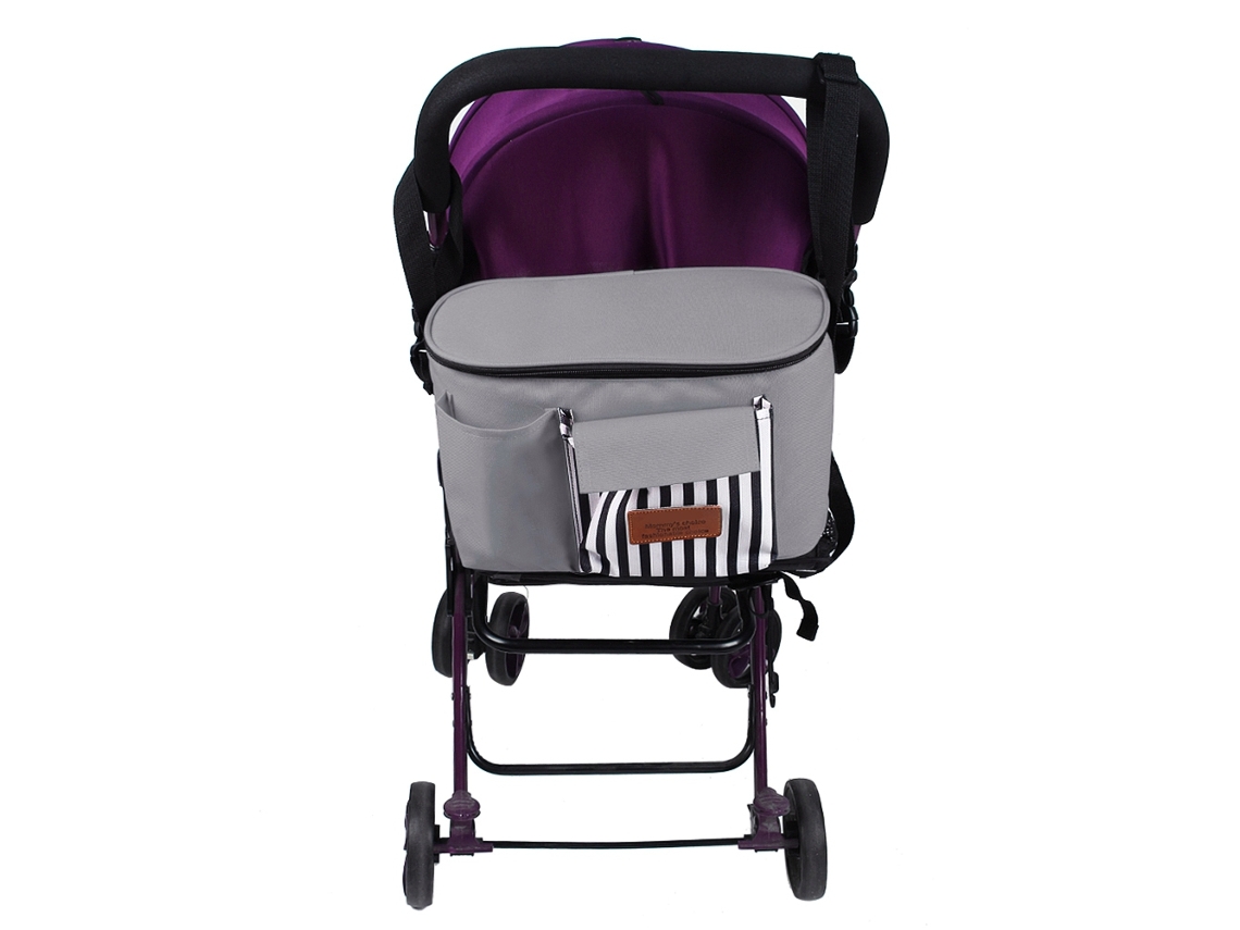 Bolsa Cambiador Impermeable Para Cochecito De Bebé Con Compartimento Grande Y Abertura Para Toalla - Gris