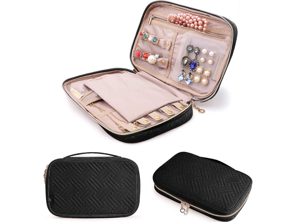 Organizador Estuche Joyas Viaje Collares JEIIBRZUI Negro (26x18x4cm)