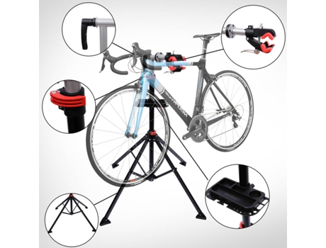 Homcom Bicicletas Soporte de pie 109180cm reparacion con bandeja herramientas 100 a 190cm 100x100x190cm