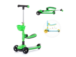 Patinete plegable infantil Chipolino Neo Rider verde con luces, música y asiento plegable