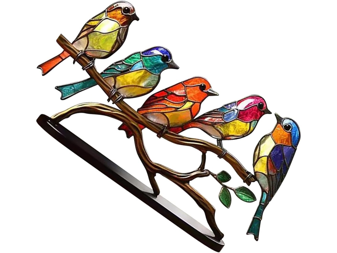 Estatua De Pájaro De Metal Multicolor, Ideal Como Adorno De Mesa Con Un Diseño Delicado Para Salas De Estar Y