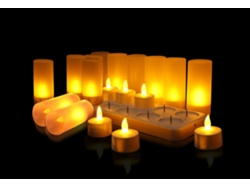 Juego De 12 Velas Led Recargables, Velas Led Eléctricas Con Llama Intermitente Y Base De Carga Decorativa (amarillas)