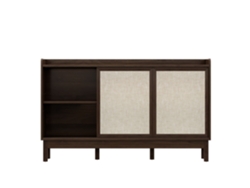Aparador 120 Cm - Puertas Correderas Y Doble Cajón, Almacenamiento Multifuncional - Natural