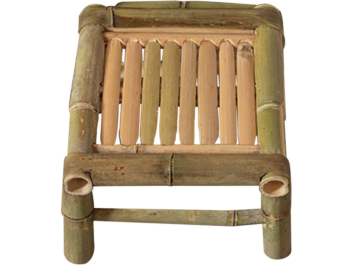 Taburete vintage de bambú natural, 20 x 28 x 28 cm SFUSHOS
