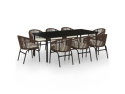 Maison Exclusive - Juego De Comedor De Jardín 9 Piezas Marrón