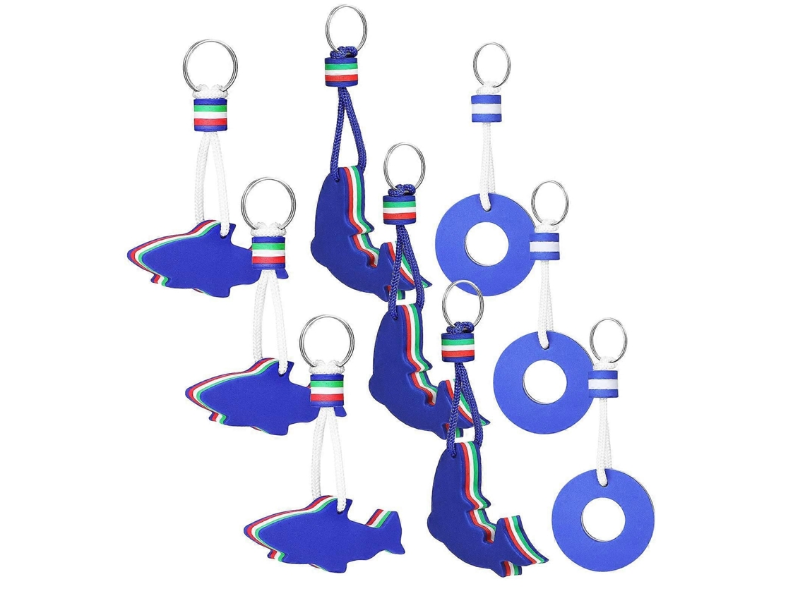 Chaveiro Flutuante De 9 Peças - Chaveiro Flutuante Anti-perda Com Desenho De Golfinho/tubarão/boia Salva-vidas - Pingente Para Chave De Barco Par