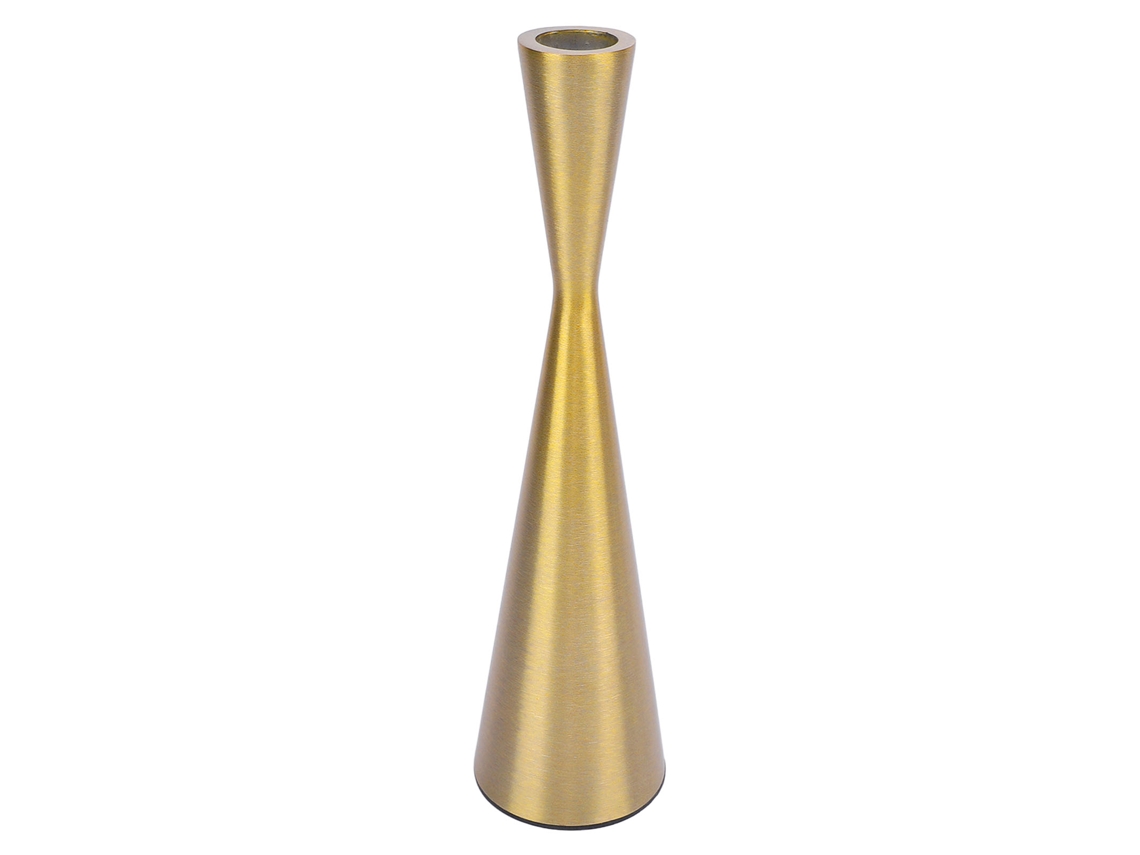 Candelabro Baok de aluminio dorado con forma de pirámide, decoración para velas de 3 cm, tamaño 6x23 cm, candelabro geométrico de metal.
