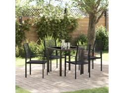 Juego de comedor de jardín de ratán de PVC negro de 5 piezas Lovely Home