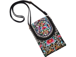 Bolso De Hombro Étnico De Lona Bordada Para Mujeres Y Niñas, Con Bolsillo Para Teléfono Móvil.