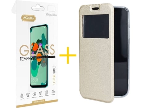 Carcasa + Protector de Pantalla para Samsung Galaxy S22 Plus 5G ACCETEL Dorado